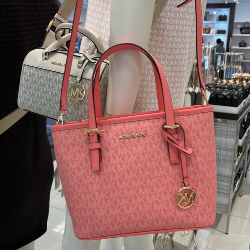 Michael Kors Jet Set Travel XS Carryall Tote Top Zip Tote Grapefruit - Picture 15 of 16